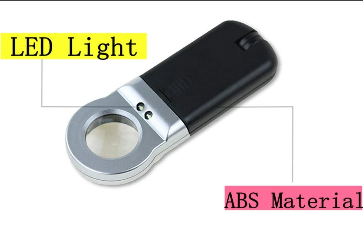 MRKU Lupa de Mano con luz LED, 16 aumentos, Lupa de Escritorio, Lupa de Lectura