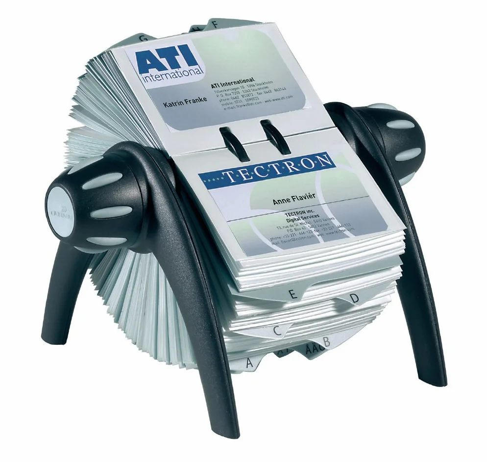 Durable 241701 Índice de tarjetas rodantes Visifix Flip Vegas, para 400 tarjetas de visita, índice A-Z, negro