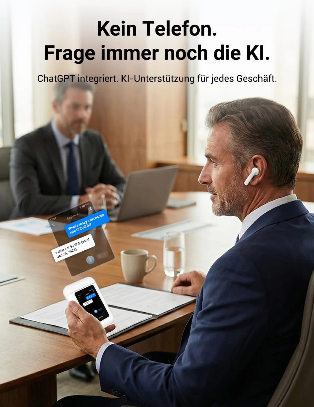 ANFIER A8 traductor auriculares, traductor en tiempo real de IA sin conexión con ChatGPT, sin aplicación independiente, traductor de voz sin Internet para 16 idiomas, traducción en línea para 144