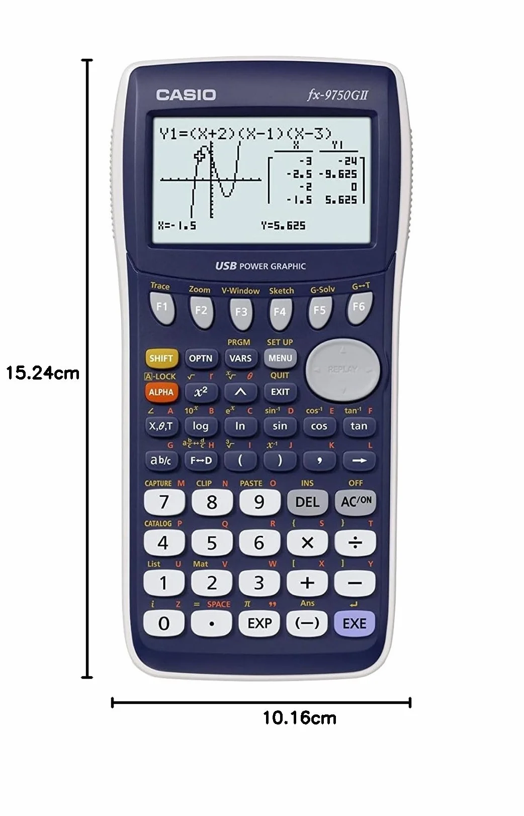 Casio FX-9750GII Bolsillo - Calculadora (Bolsillo, Calculadora científica, Color Blanco/Azul, De plástico, 8 líneas, 64 x 128 Pixeles)