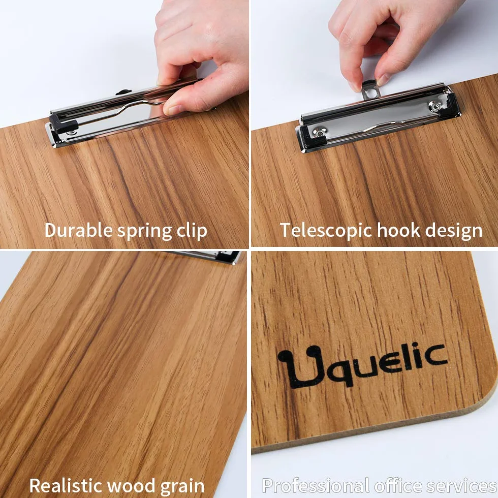 Portapapeles A4 con Pinza Madera Impermeable 15 Piezas Uquelic