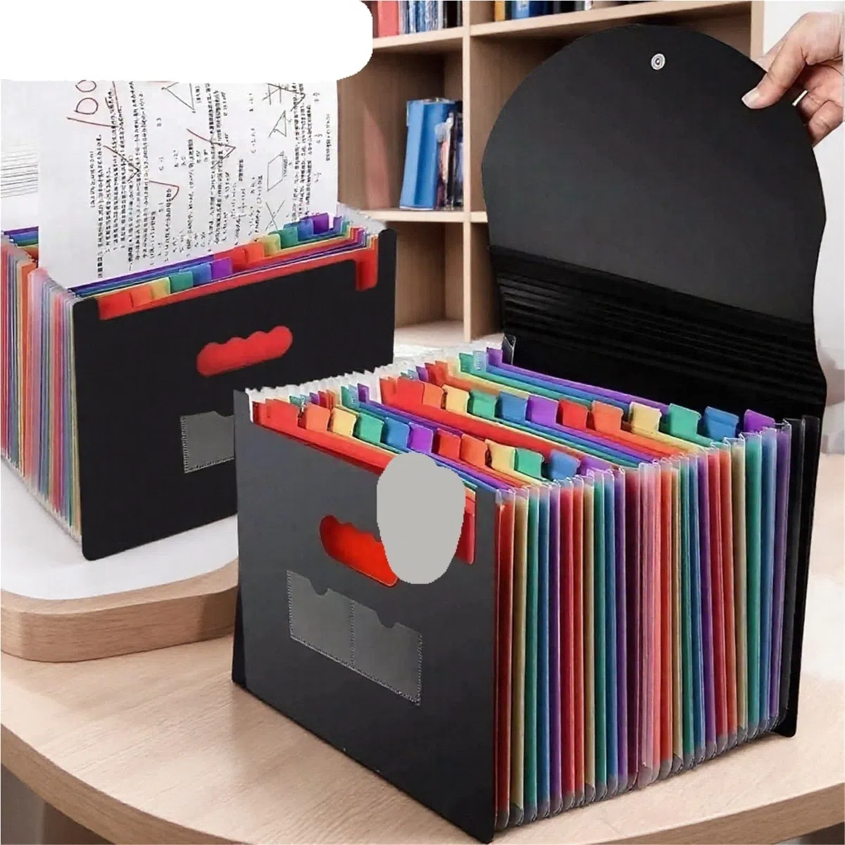 Organizador De Archivos Acordeón Rejilla Impermeable 13/25 Para Escritorio | Bolsa de almacenamiento de documentos de oficina con solapa sellada de tres lados(25 Pockets)