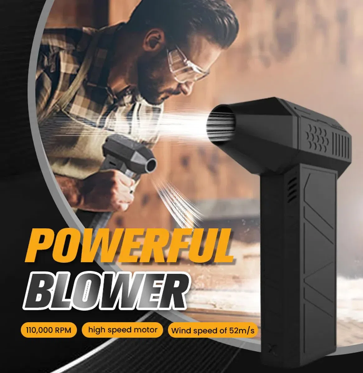 Ac-27 Air Duster, 2025 New Air Duster Ac-27, soplador de polvo eléctrico, 3 velocidades, 150.000 rpm, soplador de polvo, recargable, plumero de aire comprimido para teclado, coche, casa (negro)