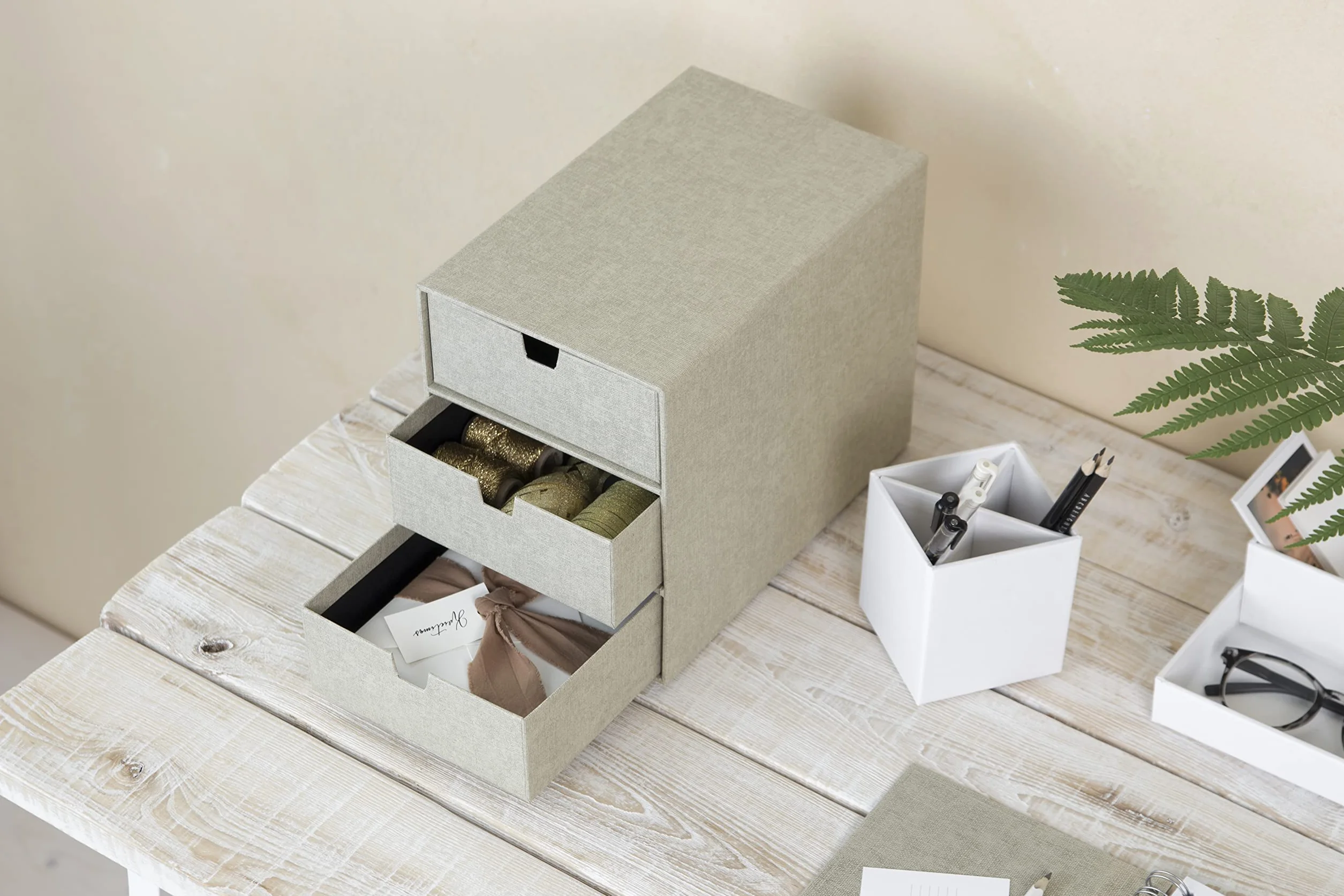 Bigso Box of Sweden Cajonera pequeña 3 cajones organizador documentos oficina beige