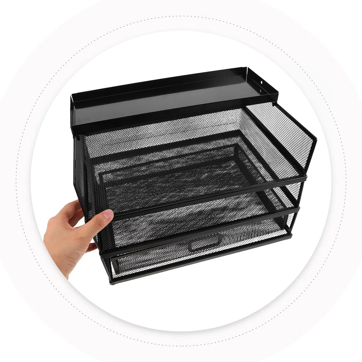 PRETYZOOM Organizador de Archivos de Metal Soporte Multifunción para Papelería y Documentos Estante Apilable para Oficina y Escritorio Negro