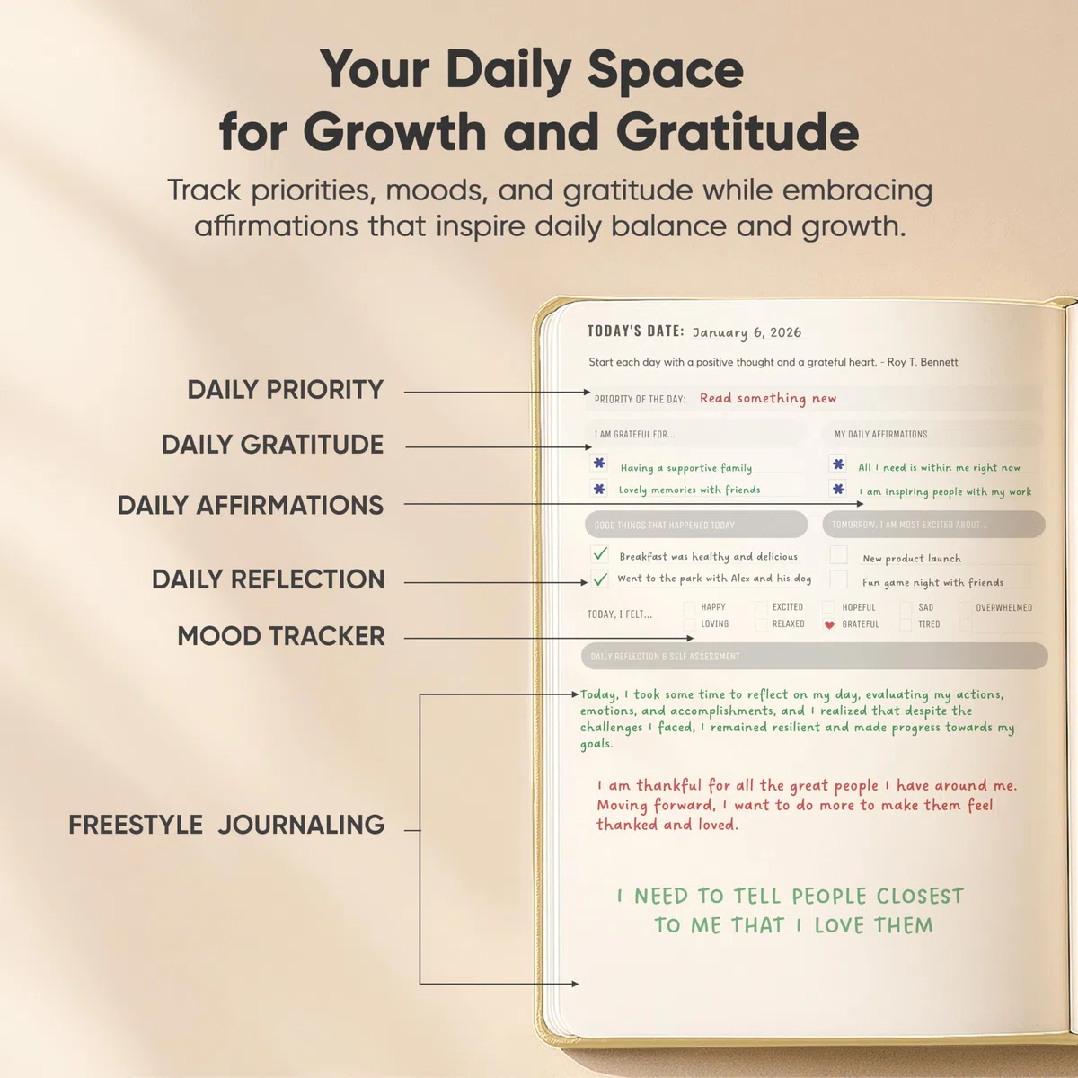 PRODUCTIVITY STORE - El mejor diario diario para hombres y mujeres, diario de gratitud, diario de manifestación y diario guiado con indicaciones para el crecimiento personal (A5, color crema)