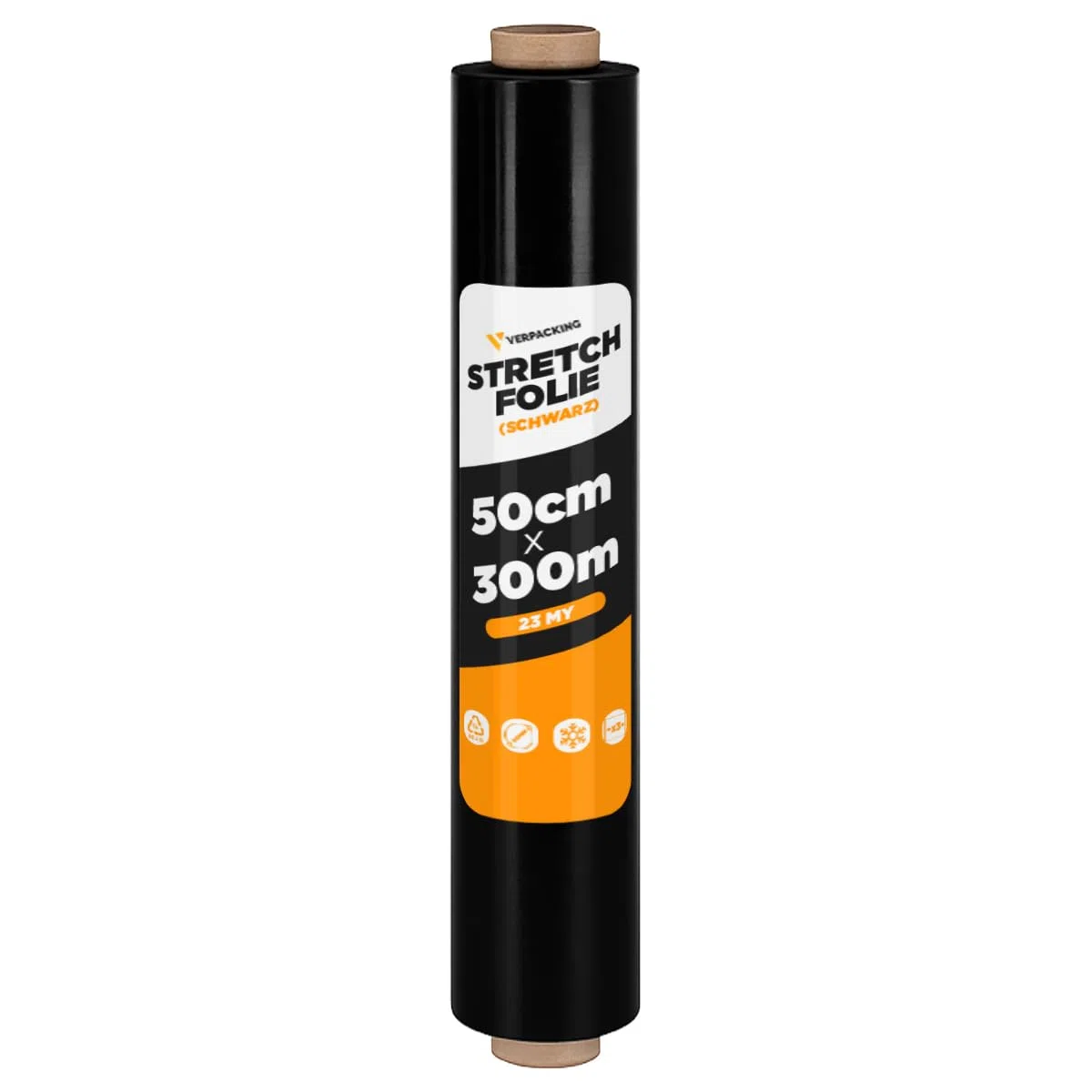 Verpacking - Film estirable 23 my negro 500mm x 300m 6 rollos film estirable opaco resistente al desgarro, film de embalaje, film para palets, film de embalaje