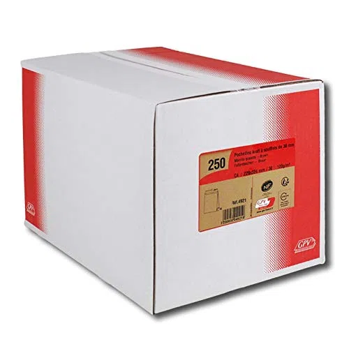 GPV - Sobres de papel Kraft autoadhesivo (tamaño C4, 120 g, 229 x 324 mm, 3 pliegues, 250 unidades)