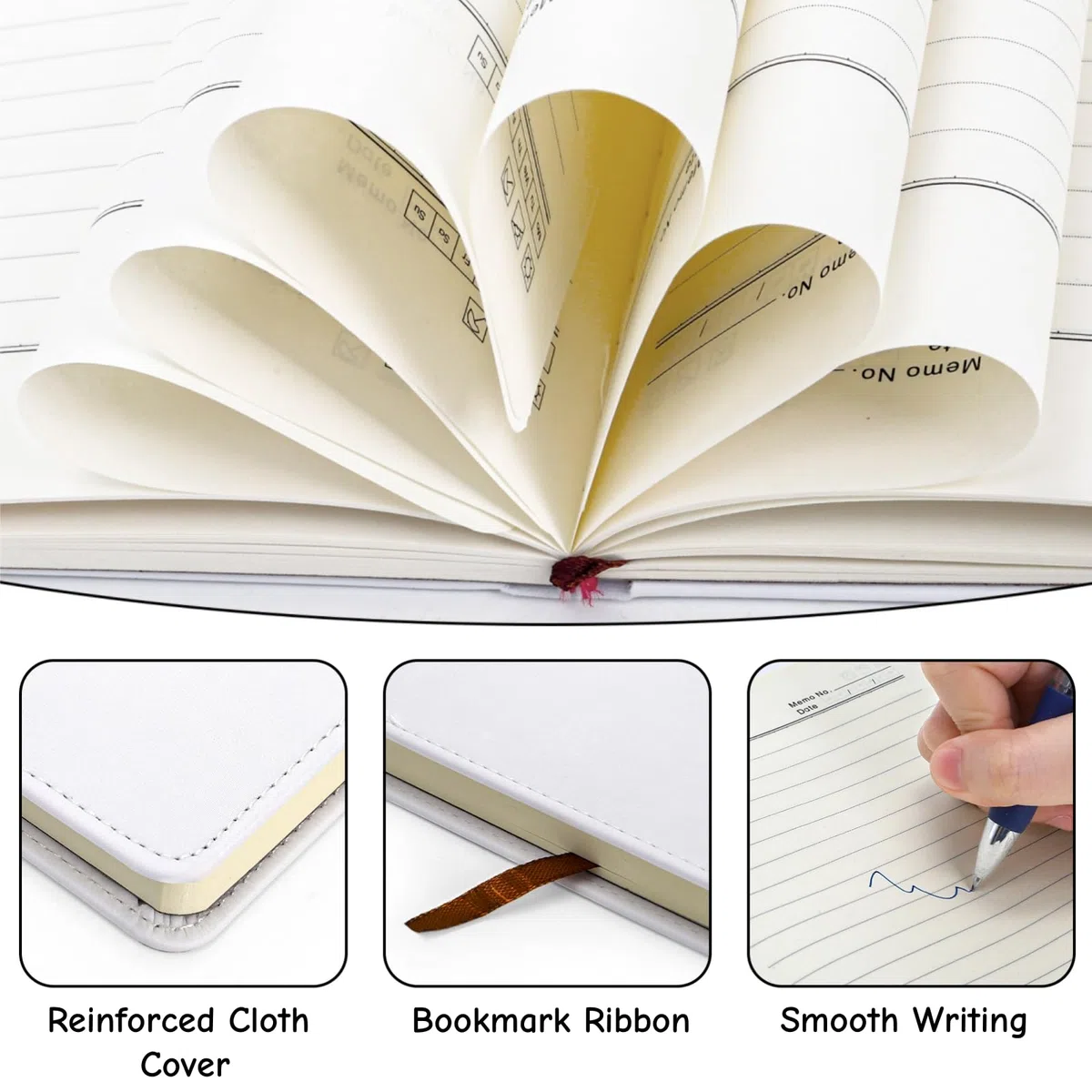 Paquete de 4 cuadernos de sublimación en blanco, tamaño A5, 200 páginas, con rayas gruesas, cuaderno personalizable de tela de tapa dura para suministros de viaje de oficina, 8.3 pulgadas de