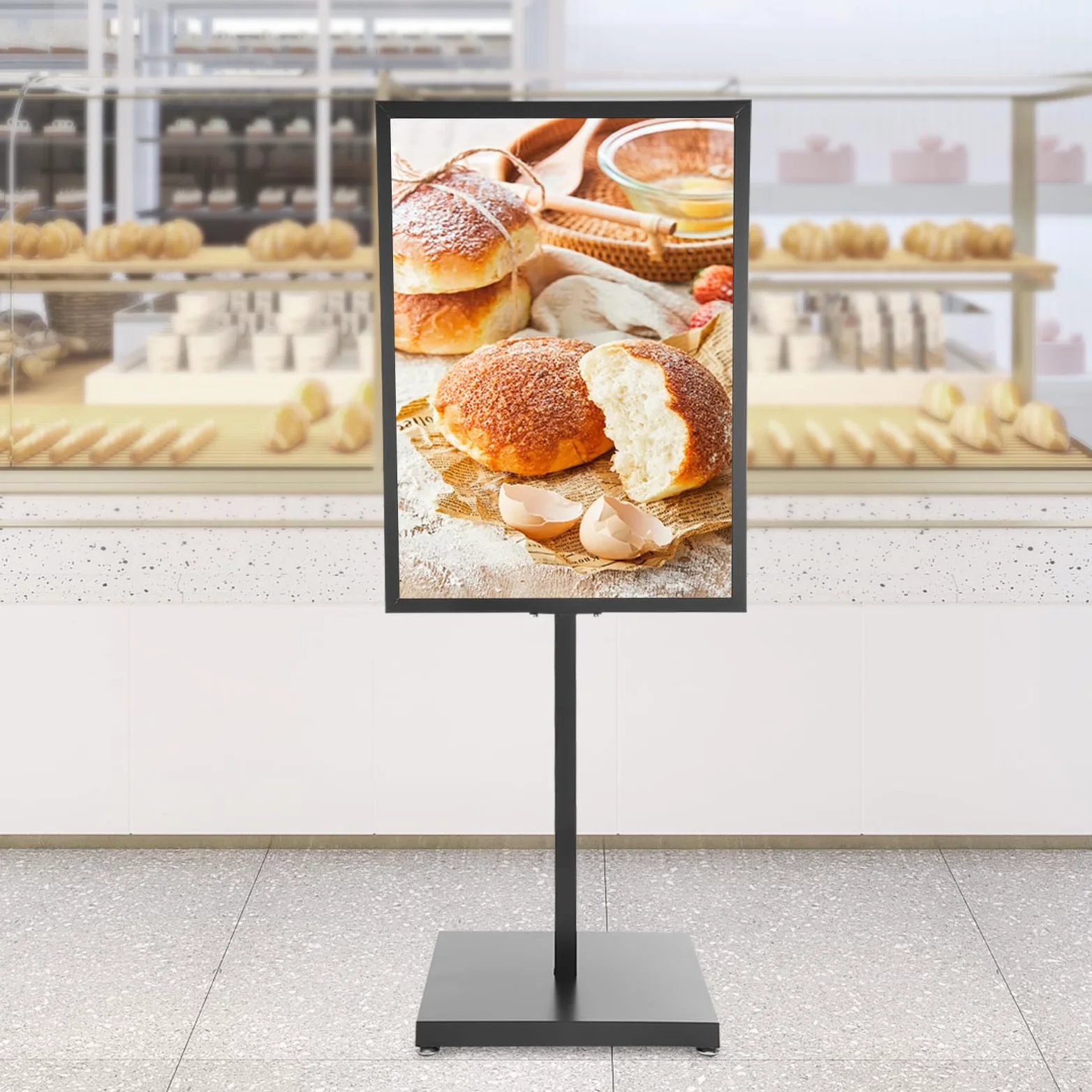 Soporte para información, soporte de suelo, soporte para carteles con base resistente, soporte para pósteres, soporte de información, soporte publicitario, alto 160 cm