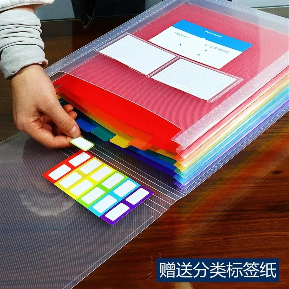 Organizador de archivos en acordeón de plástico, Carpeta Archivadora Expandible A4 Acordeón Plástico Multibolsillos Transparente 31.5x25.8cm