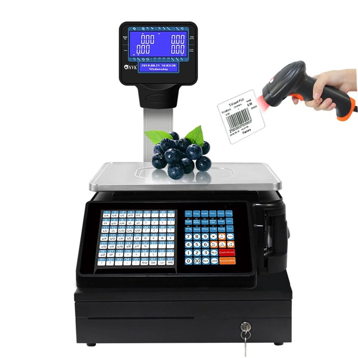 Balanza con Impresión De Etiquetas | Balanza Comercial con Cálculo De Precios E Impresora Térmica | Pantalla LCD | Capacidad De 30 Kg | para Tiendas De Alimentación