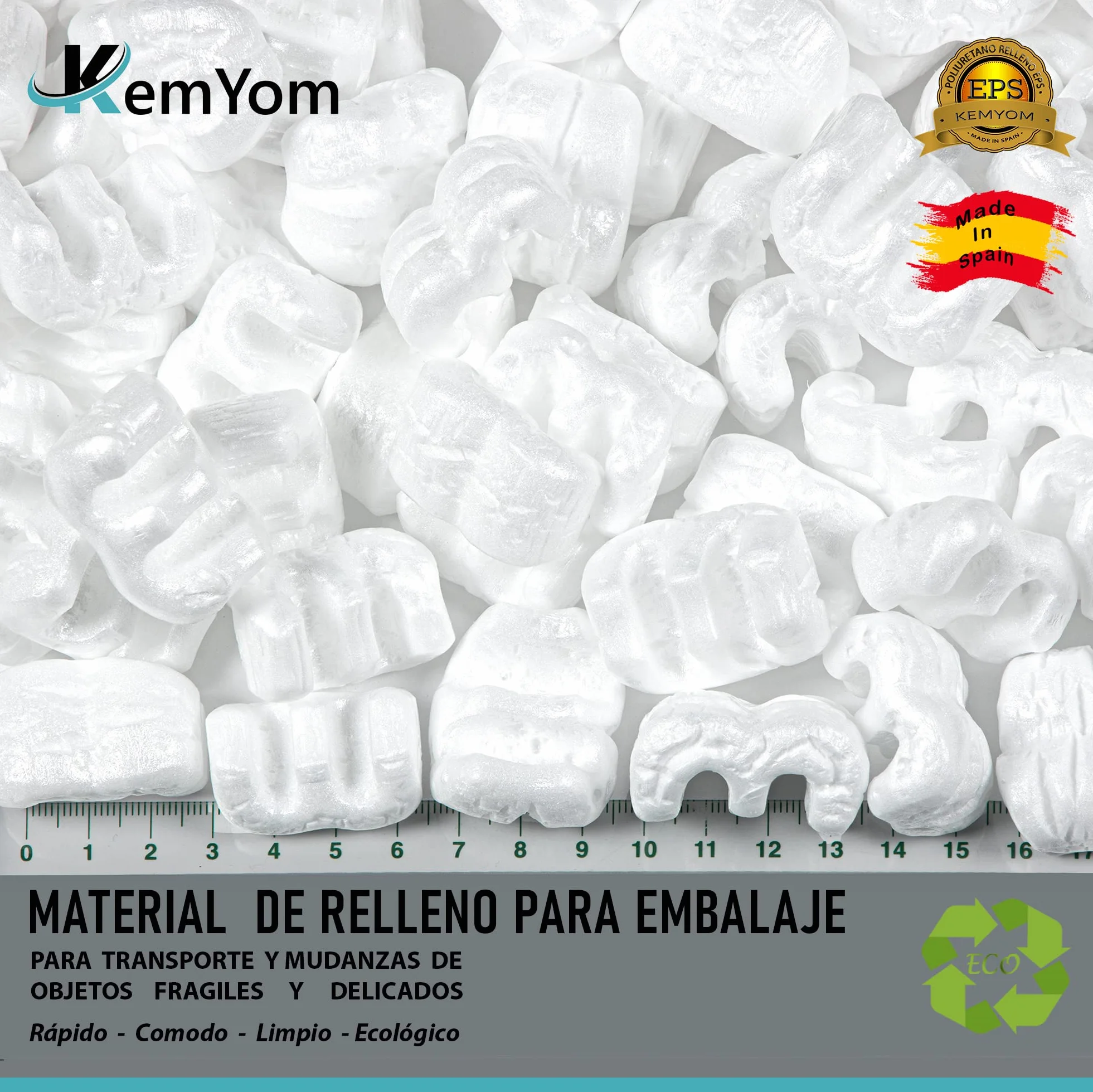 Material de Relleno para Cajas de Embalajes y Mudanzas - Poliestireno Expandido para Protección en Envíos y traslados, Bloquea el producto en su lugar - Fichas tipo W (0,1m3 = 100LITROS)