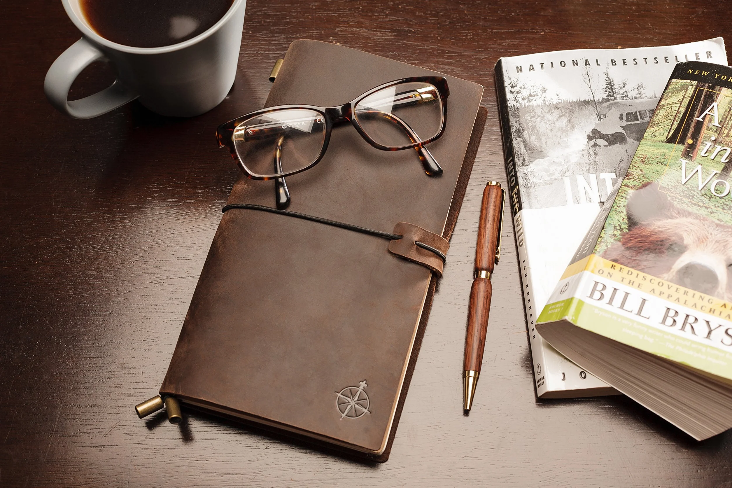 Wanderings Cuaderno de Viaje Tamaño Regular – 11,5 x 22 cm – Diario de Viaje – Cuaderno de Cuero Hecho a Mano, Robusto y Recargable. Hojas en Blanco de 100 GSM