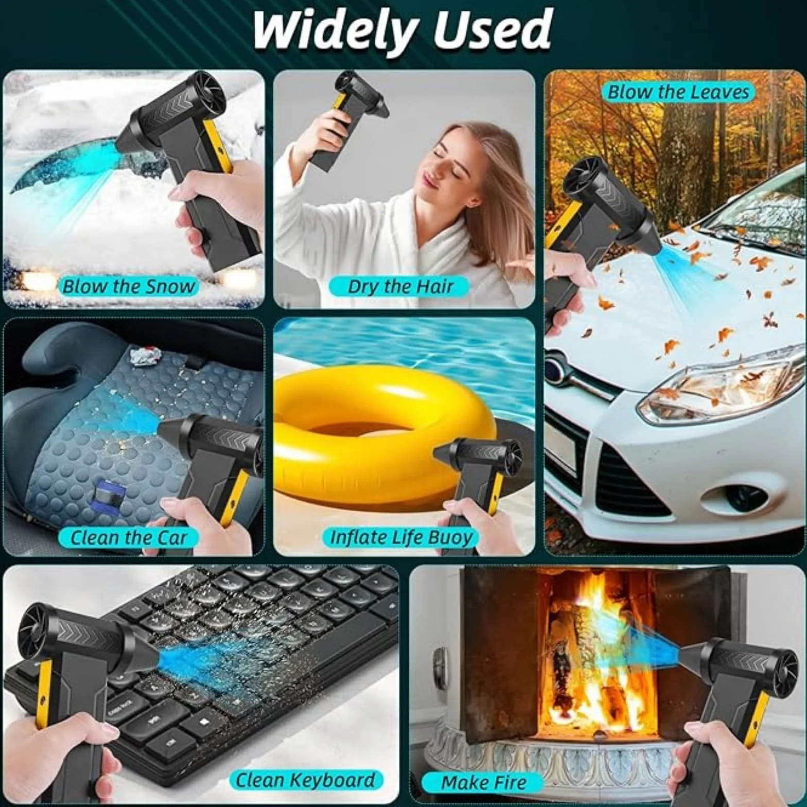EMEBAY Soplador de Aire Comprimido/Ventilador Turbo Portátil, 160000 RPM de Pulverización de Aire Comprimido con Batería de 10000mAh, Pluma de Aire Comprimido Air Duster para Limpieza de PC, Casa
