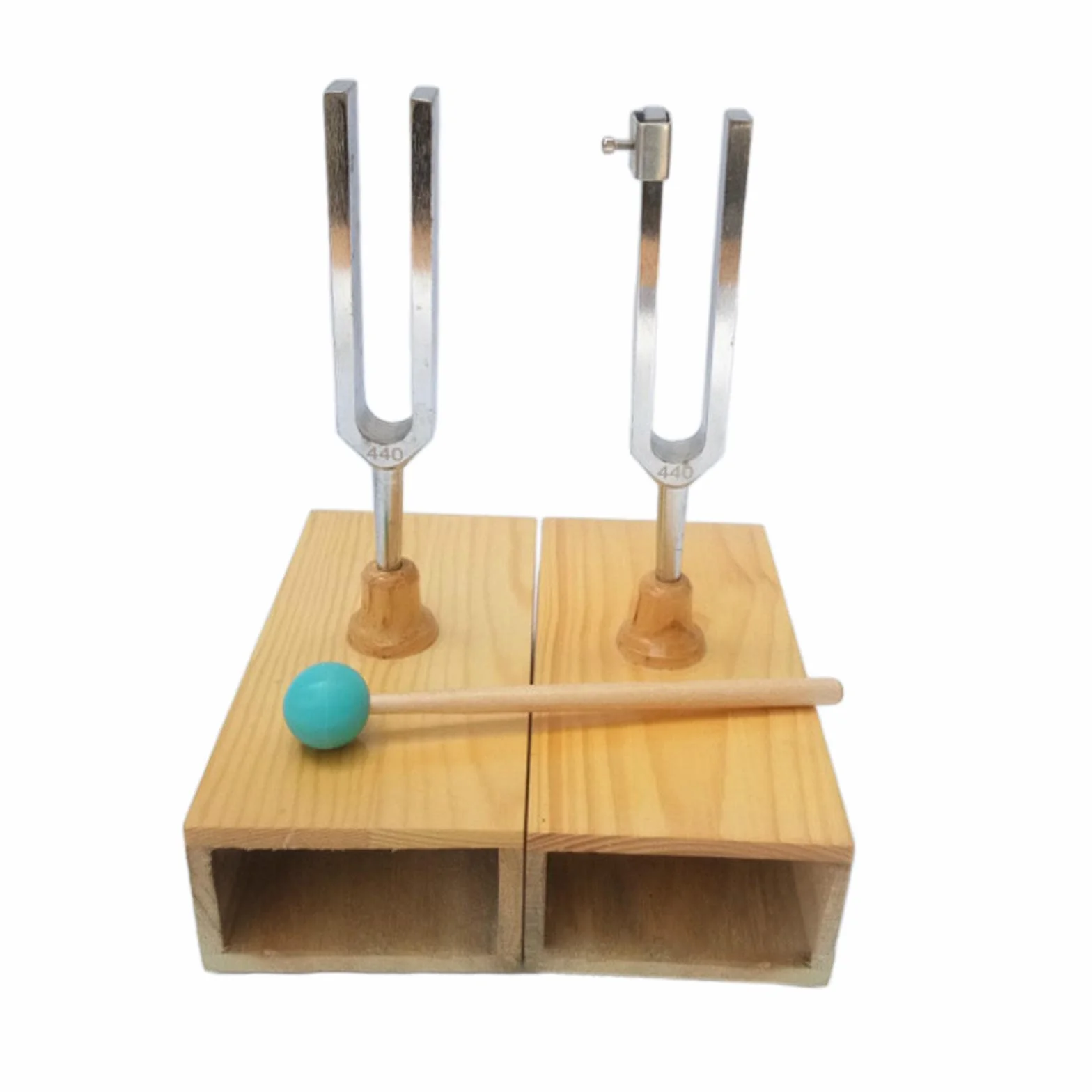 Oshhni Diapasón resonante con caja de resonancia Material didáctico equipado con martillo de silicona Resonador Diapasón Cajas de resonancia Juego de