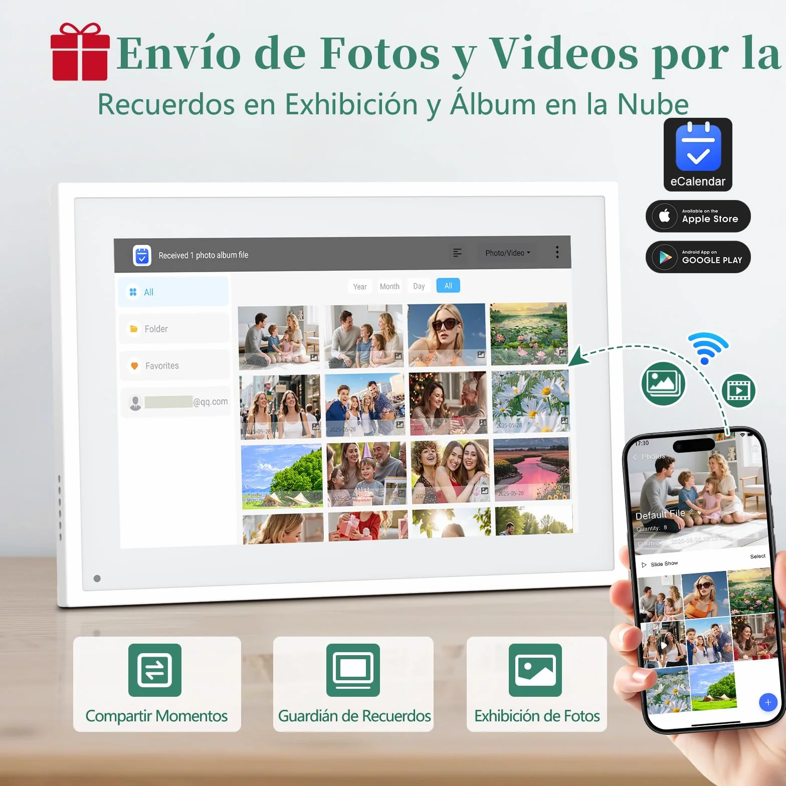 Calendario Digital de Pared 10,1 Pulgadas con Pantalla Táctil - Organizador Familiar, 32GB de Almacenamiento, Marco de Fotos Digital, Sincronización Inteligente con la Nube
