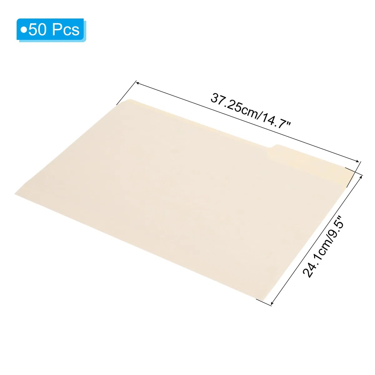 PATIKIL 50 carpetas de manila, carpetas de archivos de manila de tamaño legal, organizador de papel de corte de 1/3 a granel para aula, hogar, oficina, papeleo, 8.5 x 14 pulgadas, pestaña en