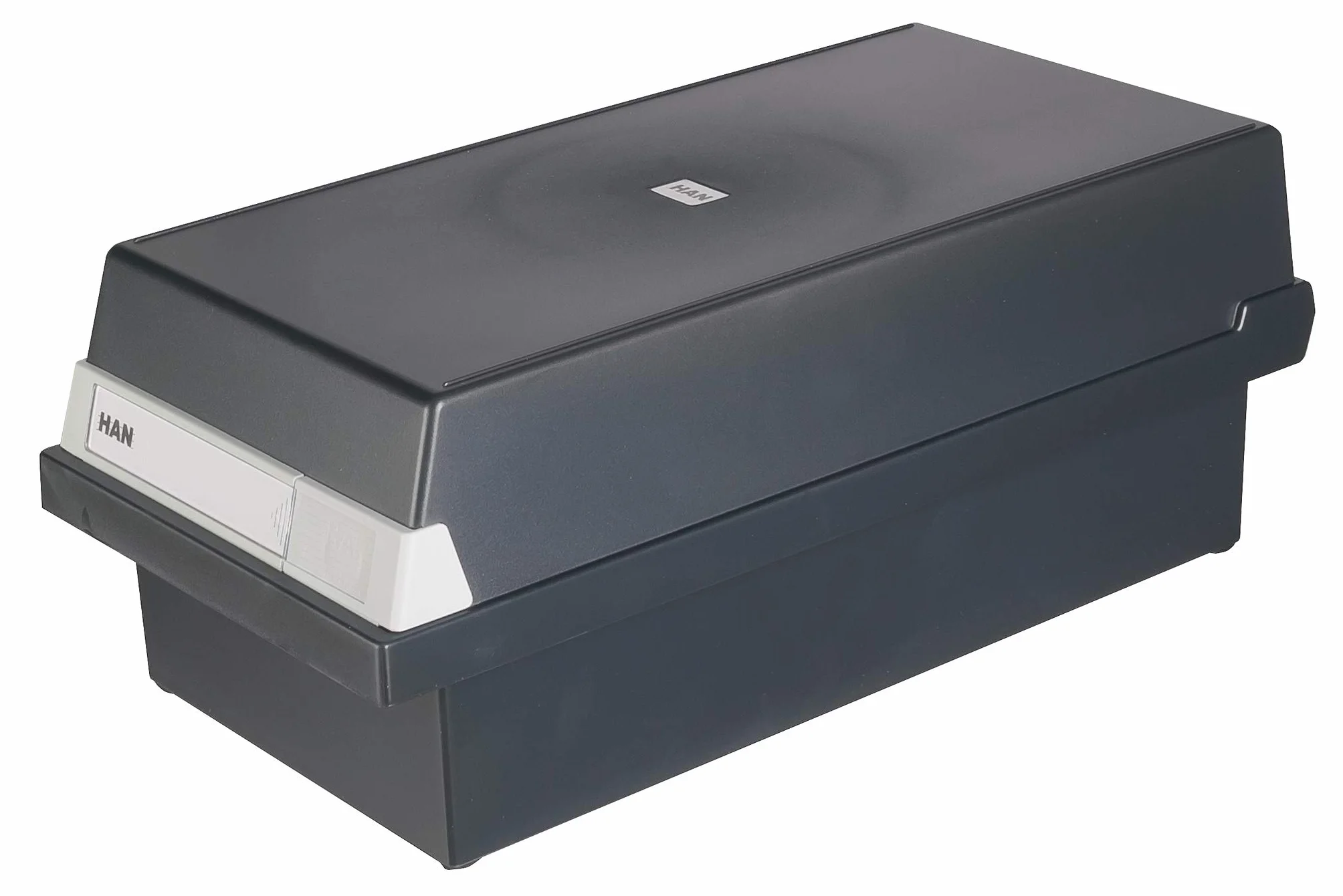 HAN 854956-13 - Cajón para tarjetas, fabricado en poliestireno, capacidad para 1300 tarjetas aprox., A6 horizontal, 177 x 140 x 360 mm, color negro