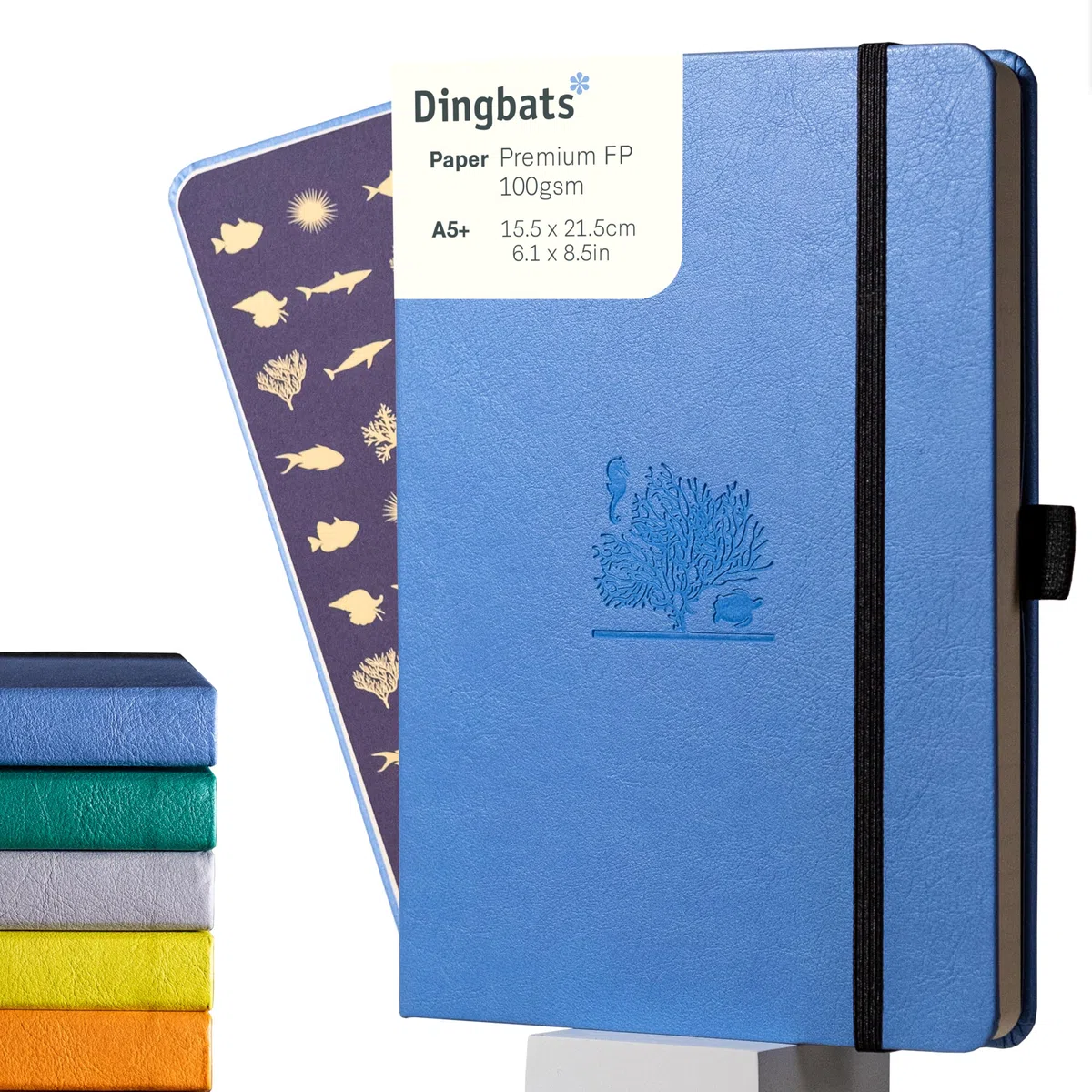Dingbats* - Earth Cuaderno A5 Punteado - Mediano Libreta de Tapa Dura Cuero PU - Cierre Elástico, Soporte para bolígrafos, Marcador