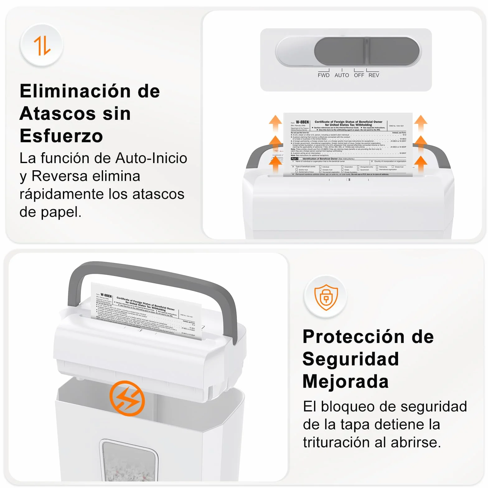 Bonsaii Destructora de Papel, Trituradora de 8 Hojas, Corte en Cruz P-4 (5x18mm), Destruye Tarjetas de Crédito, Grapas, Sobrecarga Protegida, Contenedor 13L para Oficina y Casa, C277-C