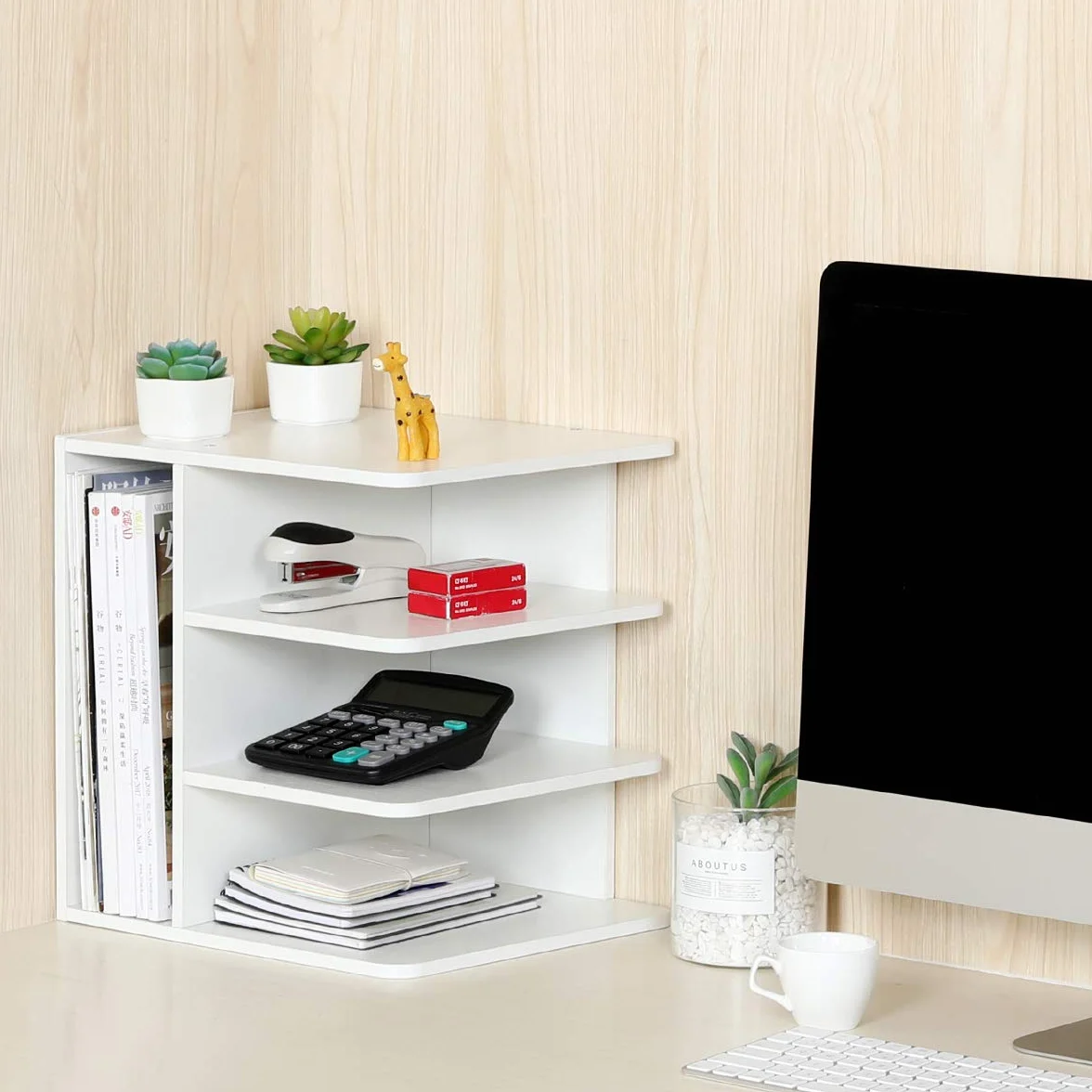 EasyPAG Organizador Escritorio Madera A4 4 Compartimentos Bandeja Documentos Blanco