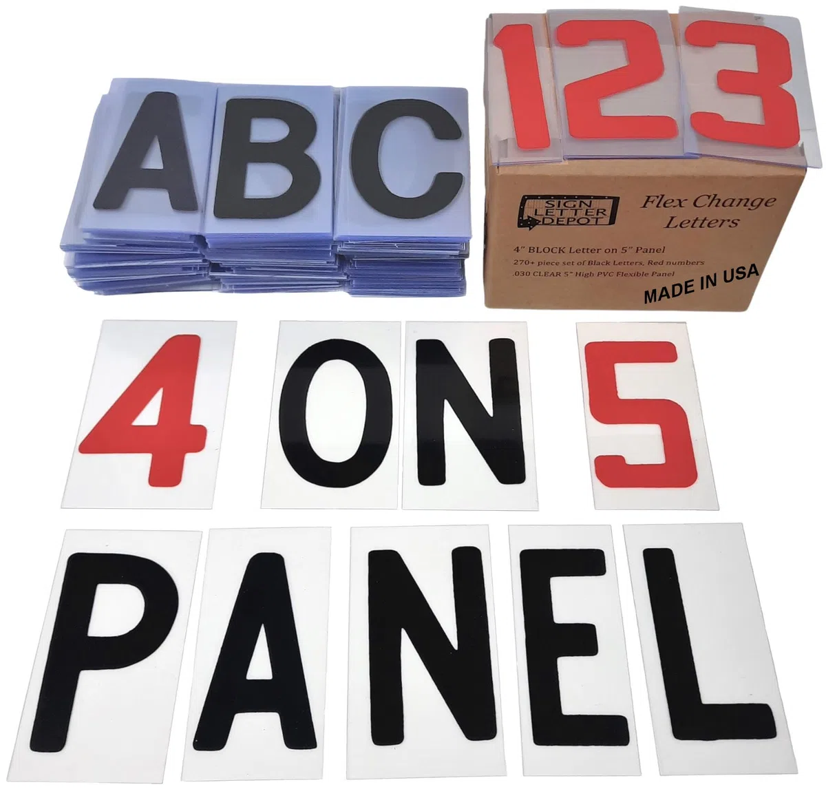 4 "5 de" Flex cambio portátil Sign letras para intercambiables carta signos