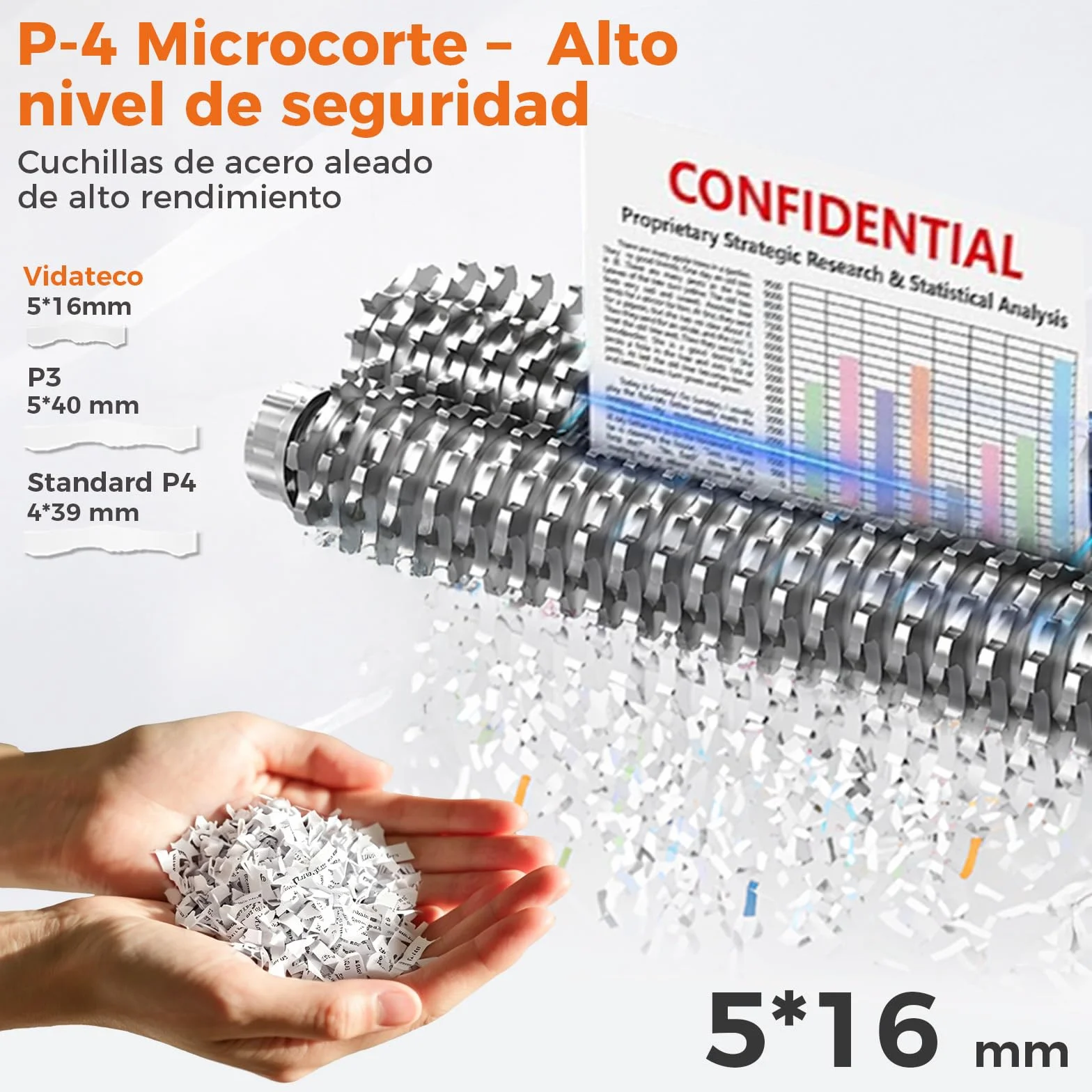 Destructora de Papel para Casa de 10 Hojas, Trituradora de Papel de Corte Transversal Que Destruye Papel, Tarjetas, Triturador con diseño de Mango portátil y contenedor de 15 L