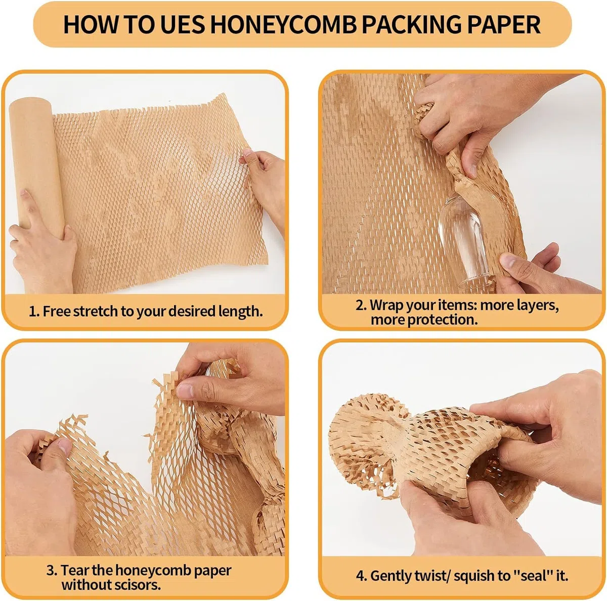 Papel de embalaje de panal, 15 pulgadas x 300 pies, material de amortiguación reciclable, respetuoso con el medio ambiente, envoltura de burbujas para mudanzas, suministros rompibles con 20
