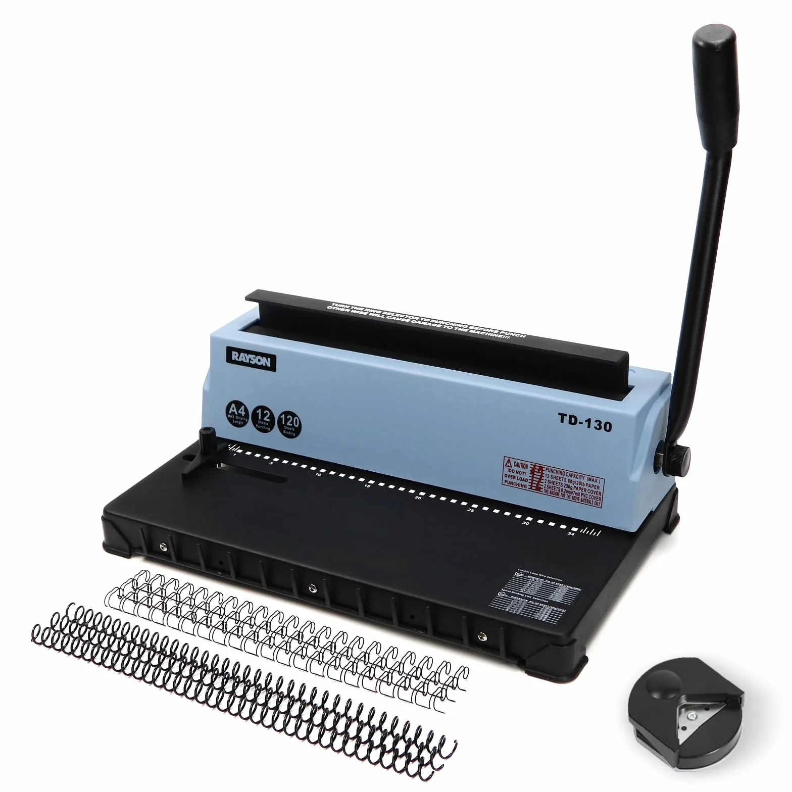 RAYSON Encuadernadora Espiral Metálica, 34 Agujeros, Encuaderna 120 Hojas, TD-130