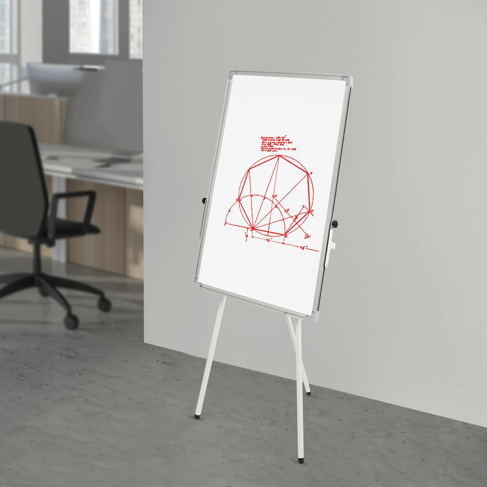 Pizarra blanca de altura ajustable, magnética, moderna, para oficina, con soporte, soporte para partituras con trípode para casa y escuela, blanco, hierro y aleación de aluminio, 61 x 91,4 cm
