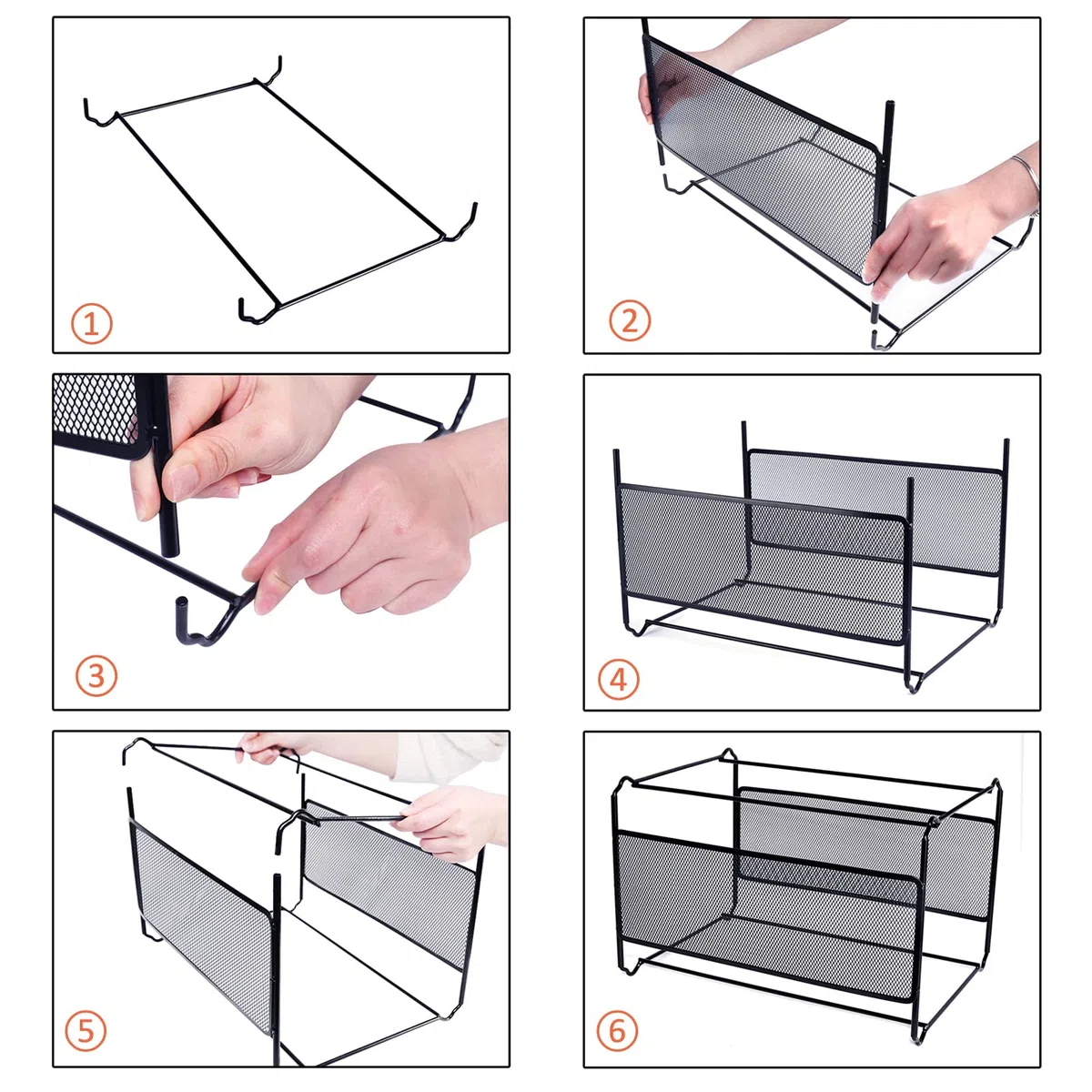 Marco para archivos colgantes (39 x 28 x 24,8 cm), organizador de archivos colgantes de metal - Fácil de montar - Carpeta colgante para almacenamiento y organización en el hogar y la oficina (negro)
