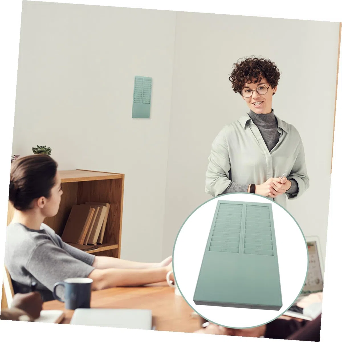LALAFINA 2 Piezas Portatarjetas para Máquina de Asistencia, Tarjetero de Plástico de 24 Ranuras, Diseño de Pared, Instalación Fácil, Alta Capacidad, para Oficinas y Distintos Entornos