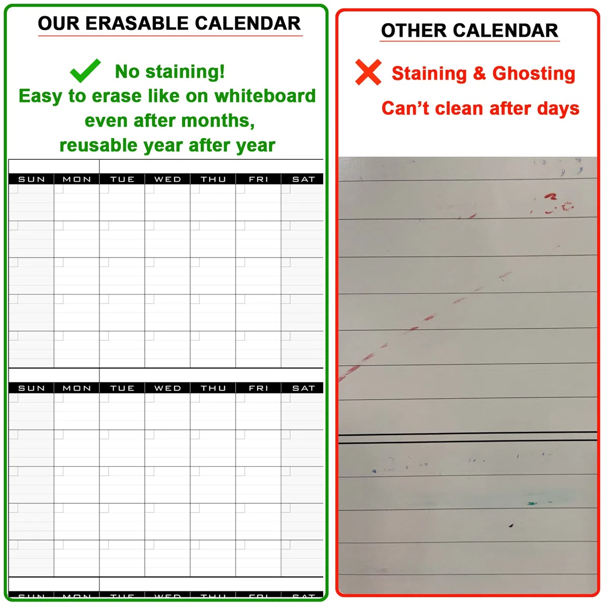 Calendario grande de borrado en seco para pared, calendario de pared laminado gigante de 3 meses, planificador mensual grande en blanco, póster de planificación borrable de 90 días sin fecha para el