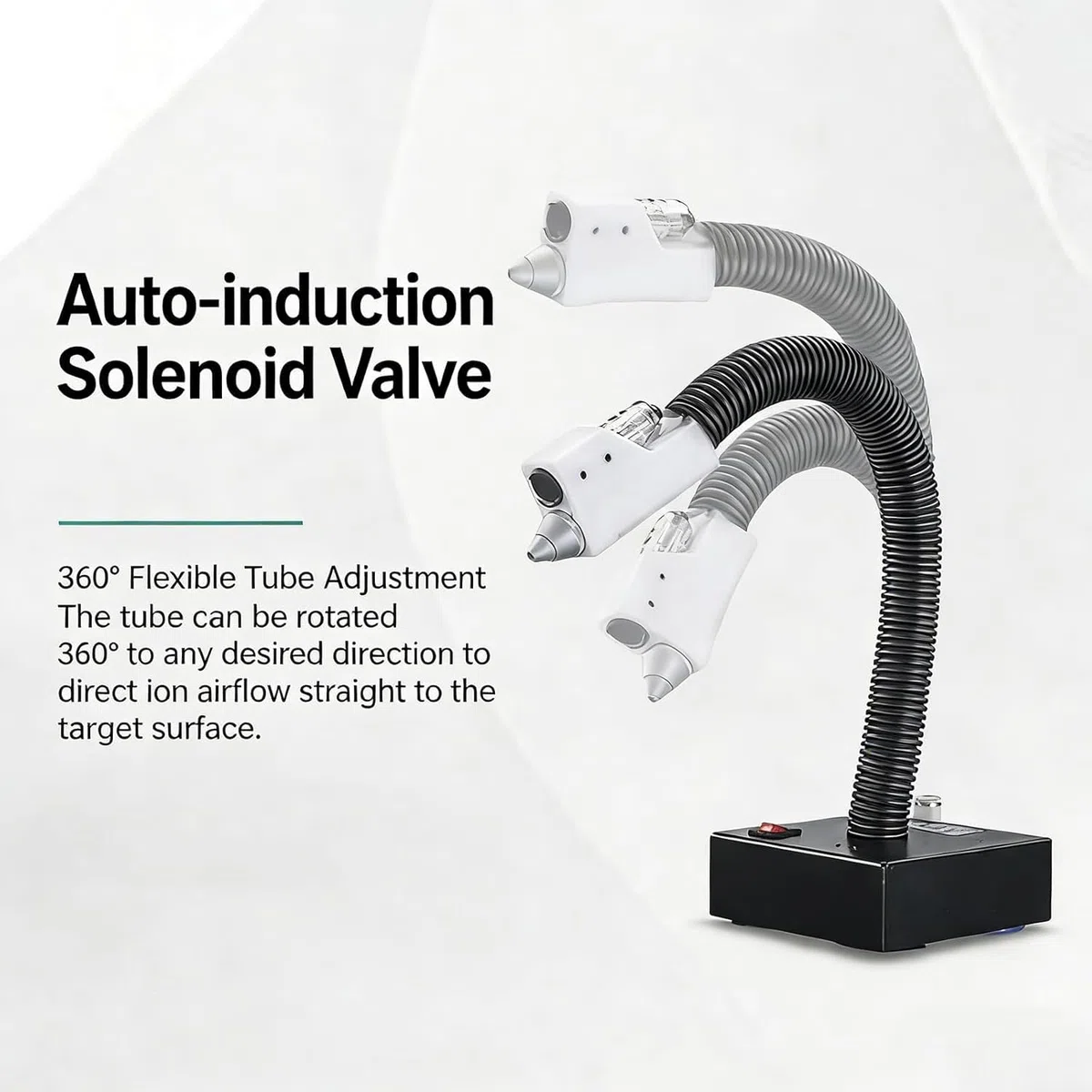 Pistola de aire ionizante antiestática, soplador de polvo con válvula de aire ajustable, rotación de 360° para limpieza industrial, ropa, impresoras UV, productos digitales