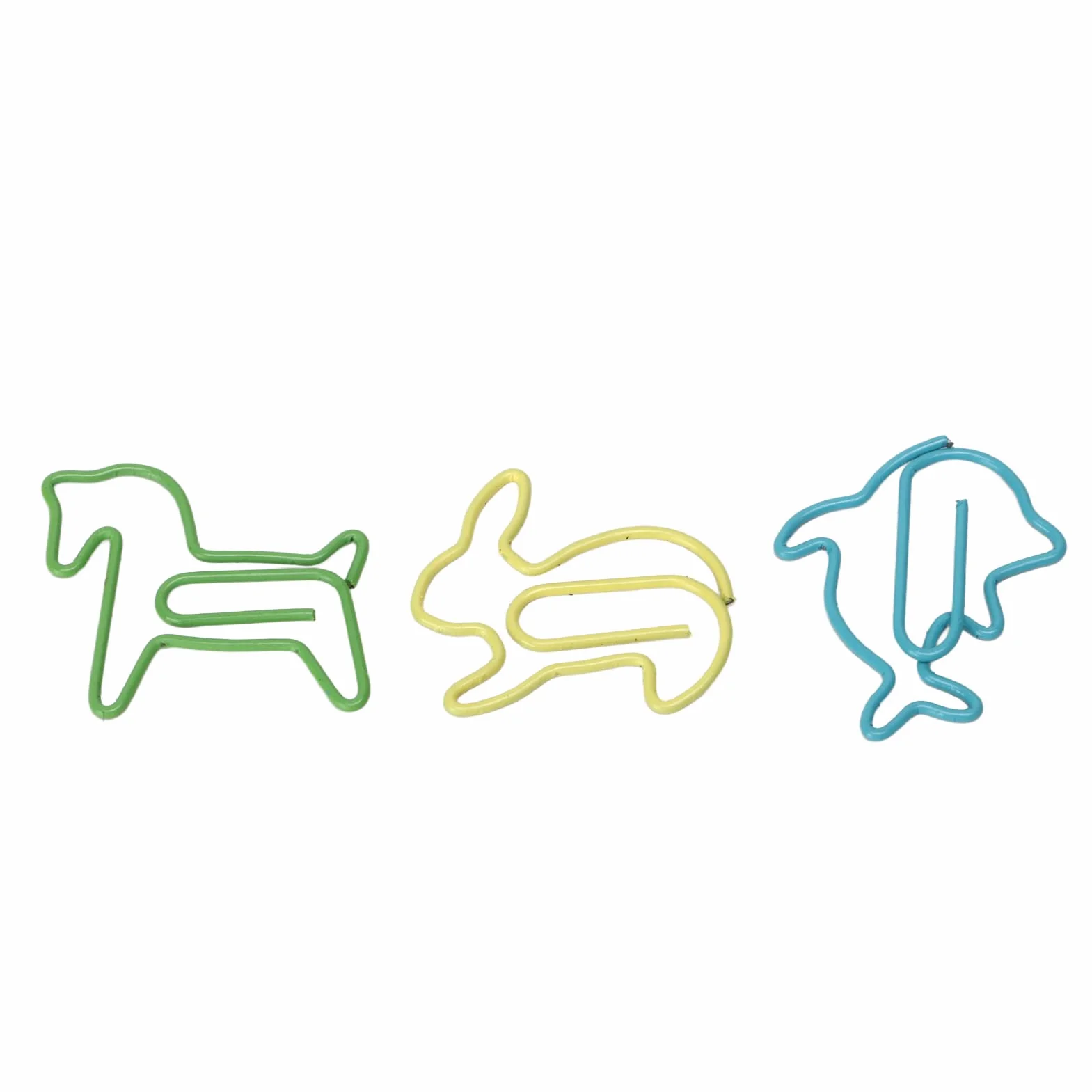 32 clips de papel en caja, 3 colores, innovador combo de poni, conejo, delfín, pequeños clips de metal para papeleo, oficina, escuela