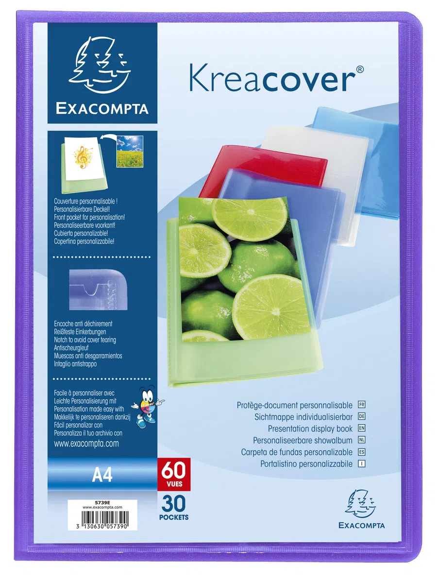 Exacompta 5739E - Lote de 12 carpetas de 30 fundas, A4, multicolor