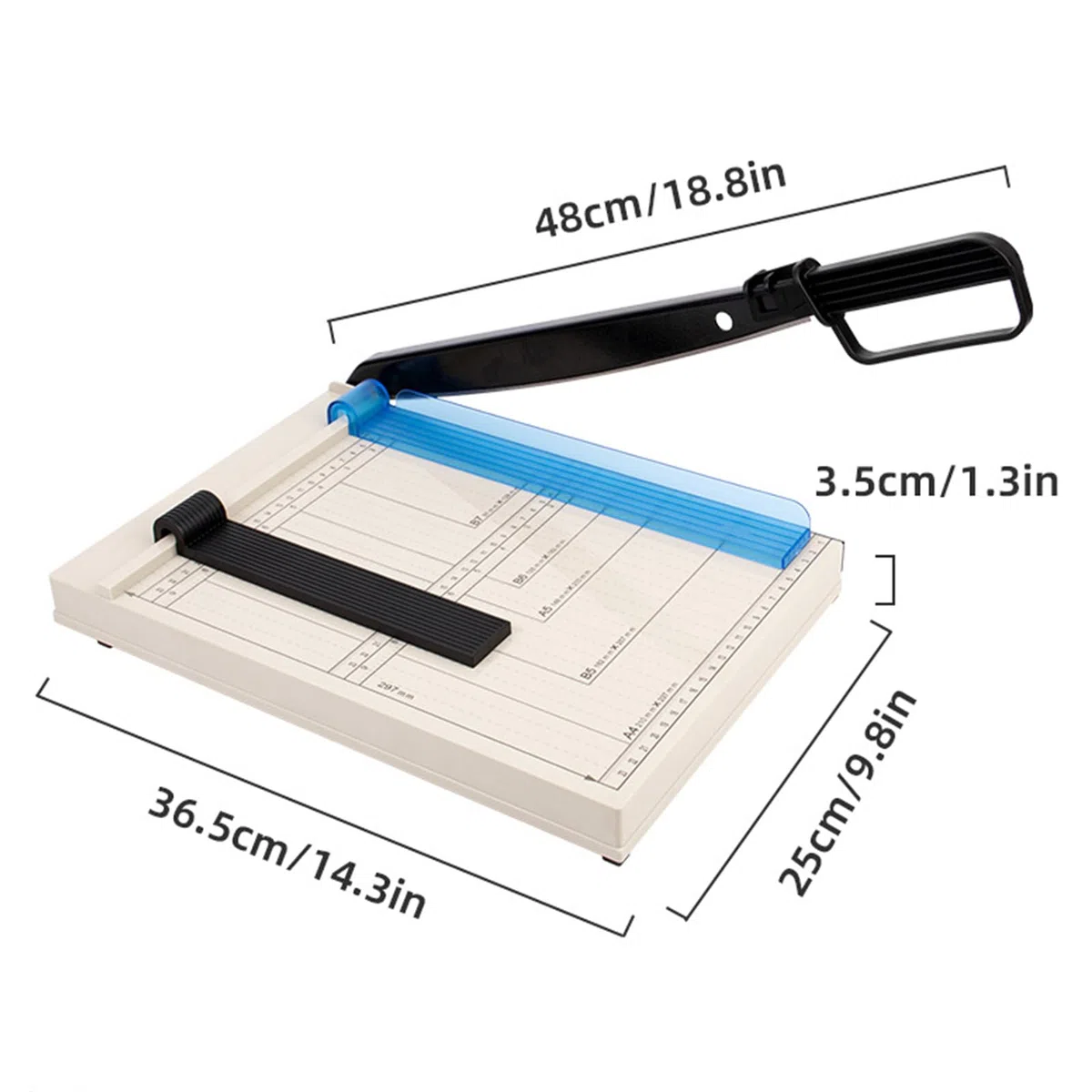 Guillotina de Papel A4,Cizalla Papel Manual,para A4/B5/A5/B6/B7,Con Protector de Seguridad,Corte Preciso,para Cuero/Fotos(Capacidad de 12 Hojas)