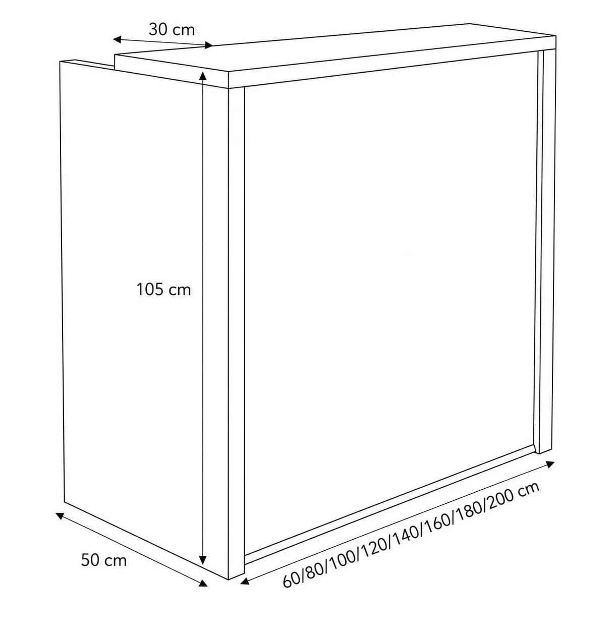 Mostrador Compact de Recepción para Oficina - Blanco 100cm
