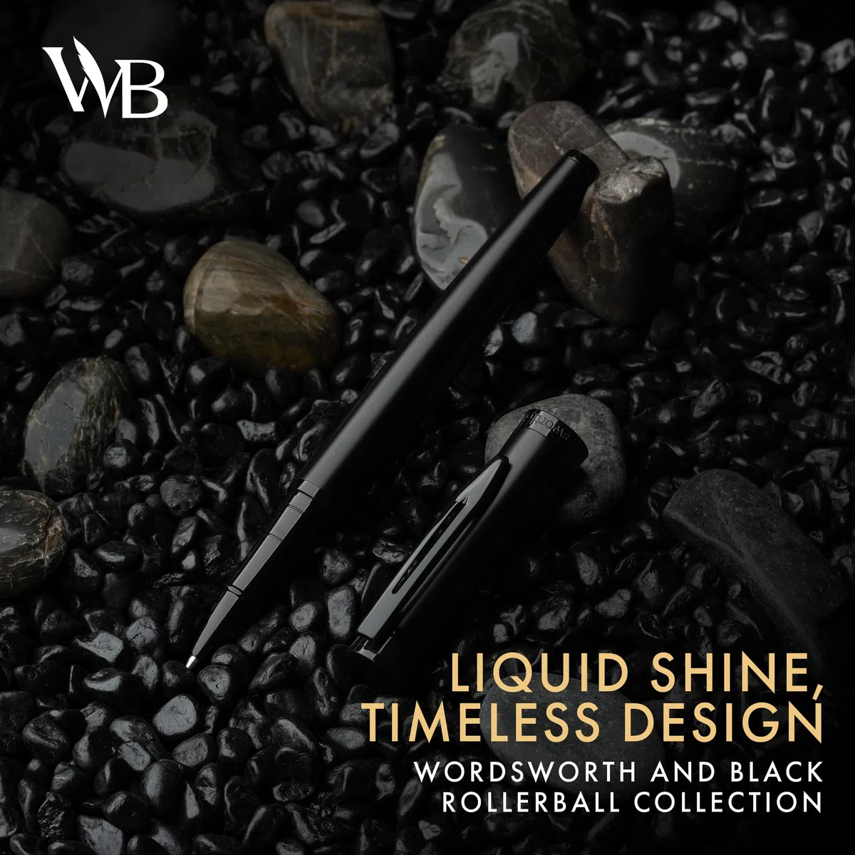 Wordsworth & Black Rollerball Pen - Bolígrafo de Lujo - Acabado en Laca Negra Completa, Recarga de Tinta,Recargable,Regalo para Hombres & Mujeres,Escritura Profesional,Bonitos Bolígrafos Elegantes