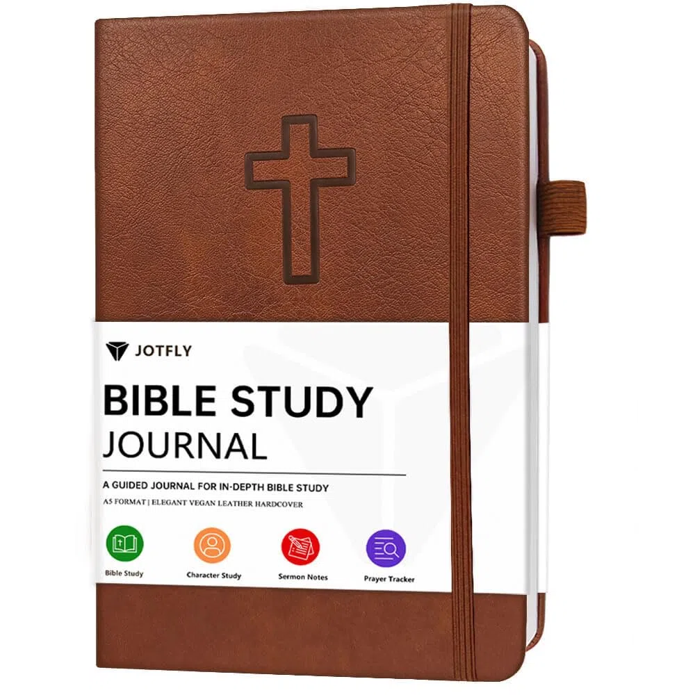 JOTFLY Diario de estudio bíblico, cuaderno de notas de la iglesia para tomar notas y reflexionar, cuaderno de estudio bíblico guiado, regalos religiosos basados en la fe y suministros de estudio