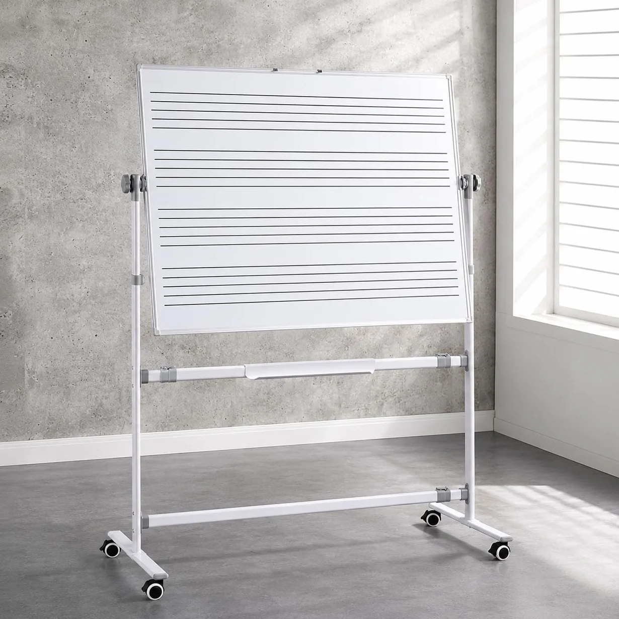 Pizarra blanca magnética de doble cara con ruedas, paquete de 2, 90 x 120 cm, pizarra portátil de borrado en seco para escuela, hogar y práctica musical