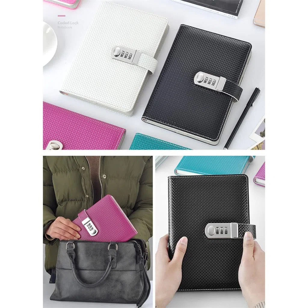 Cuadernos Planificador Contraseña Agenda Papelería Diario con Bloqueo Cuaderno para Material Escolar Oficina (Argento Talla ?nica)