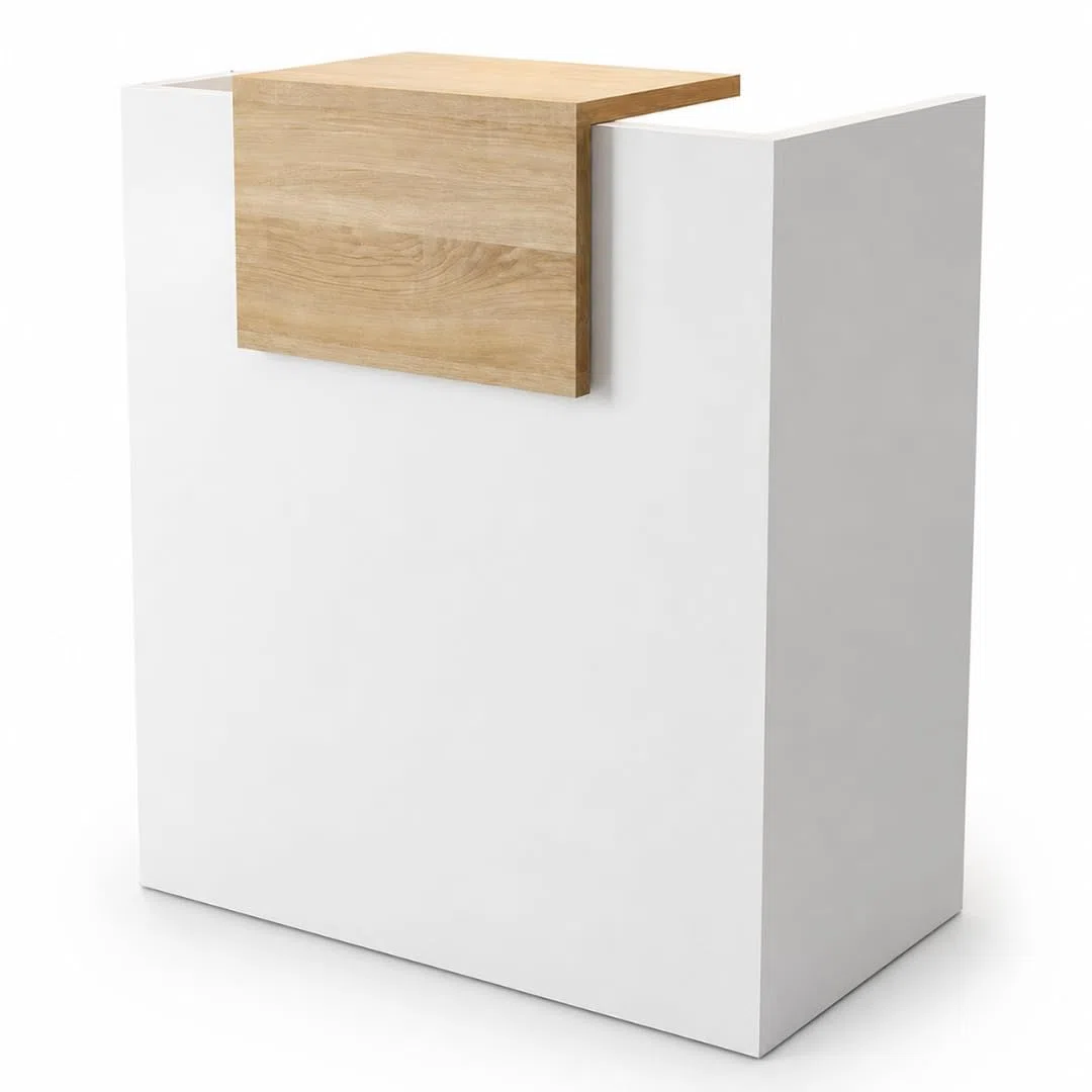 OFICIT Mostrador Recepción Profesional | Mostradores para Tiendas de Madera de 25MM de Grosor | Mueble Recepción con Estantería Ideal como Mostrador Peluquería, Tiendas, Clínicas o Academias