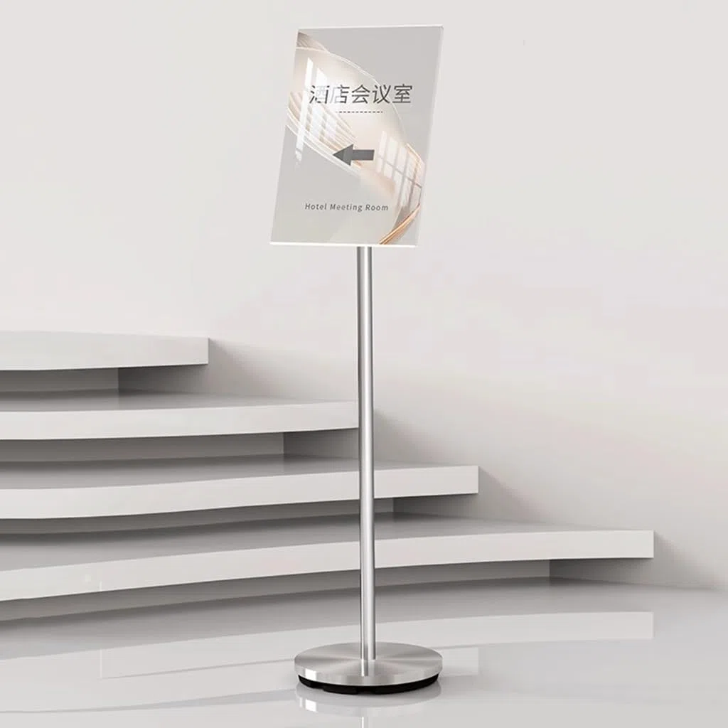 WIGSELBL Soporte para carteles A4 y A3, soporte para carteles publicitarios para boda, soporte para letreros de pie para vista vertical y horizontal (Nero, A4)