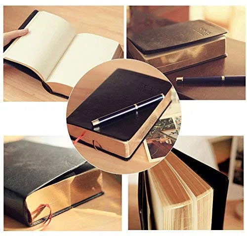 YHNNH， Diarios de estudio DaiBible Cuaderno de bocetos Libro de recuerdos Registros de vida Lo mejor for dos años de escritura Grueso 640 páginas en blanco A5 Piel sintética suave(Gold Edge)