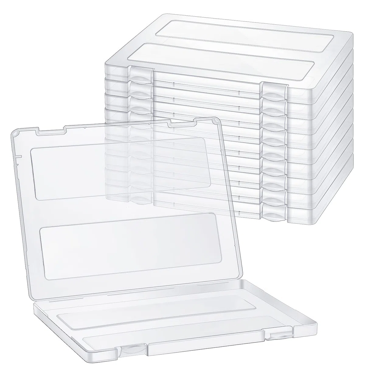 Caja de archivo A4 Caja de almacenamiento de fotos de papel A4 Caja portátil de proyecto de plástico transparente Caja organizadora de revistas para oficina suministros escolares Accesorios (10)