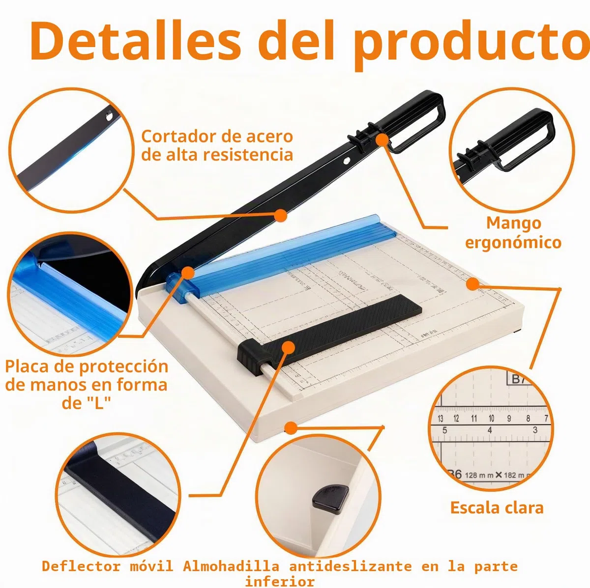 Cortador de Papel Guillotina A4 con Base Antideslizante, Protector Seguridad y Guía Ajustable, Cizalla Paper Manual Palanca Corte Preciso para Hojas De Metal, Cuero, Fotos, cartón & Cardstock