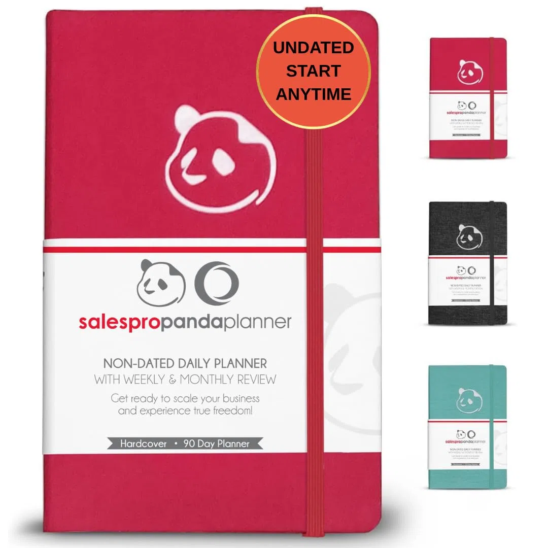 Panda Planner Sales Pro Planner 2026, agenda sin fecha de 90 días, color rojo | Diseños mensuales, semanales y diarios, seguimiento de ventas, 5.75 x 8.25 pulgadas, tapa suave, papel de alta calidad