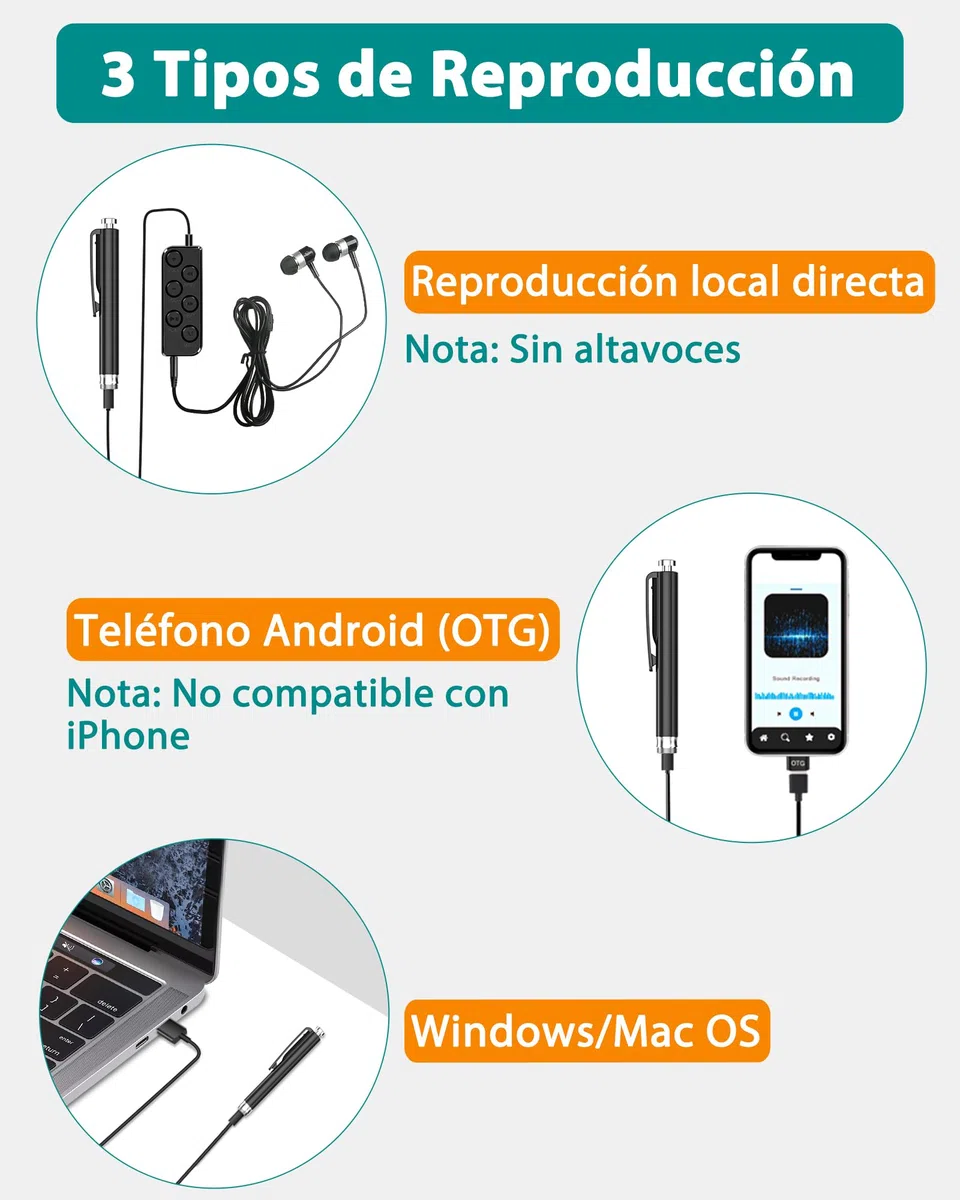 58GB Grabadora de Voz, Grabadora Voz Activada por Voz con Capacidad de Grabación de 900 Horas, Grabadora Digital para Reuniones Clases